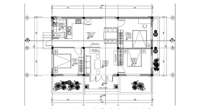 Hình ảnh bằng công năng nhà vườn 1 tầng mái Thái