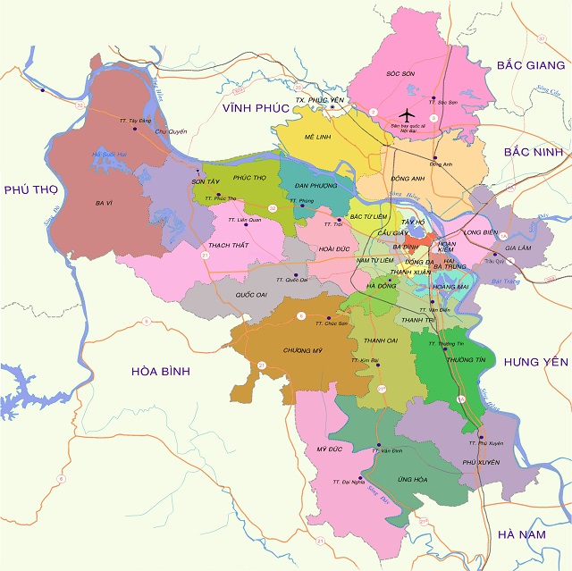 Bản đồ hành chính huyện Sóc Sơn, TP. Hà Nội