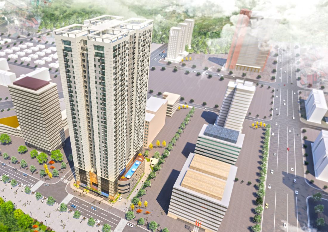 Phối cảnh tổng thể dự án chung cư Phú Thịnh Green Park Hà Đông