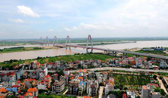 hình ảnh cụm dân cư, nhà ở riêng lẻ trên bãi sông Hồng, Hà Nội