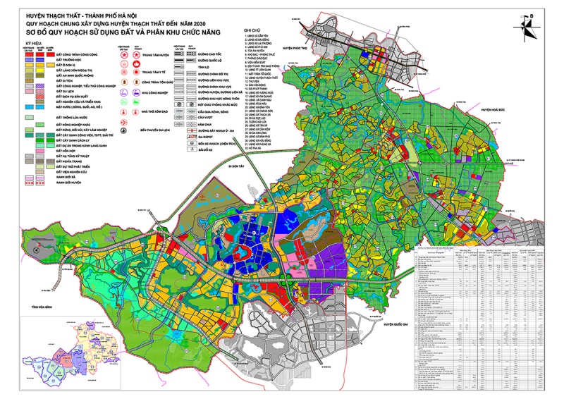 Bản đồ quy hoạch phát triển không gian huyện Thạch Thất, TP. Hà Nội đến năm 2030