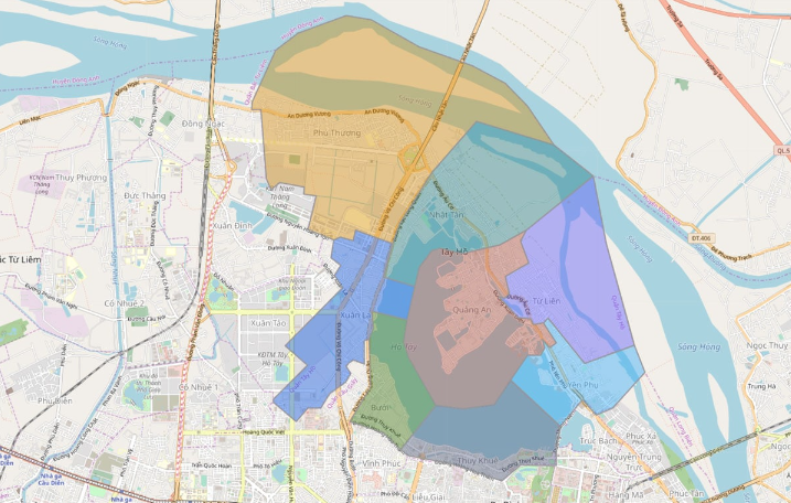 Bản đồ hành chính quận Tây Hồ, TP. Hà Nội