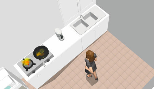 Hình ảnh minh họa cho bếp và bồn rửa trên cùng một bức tường