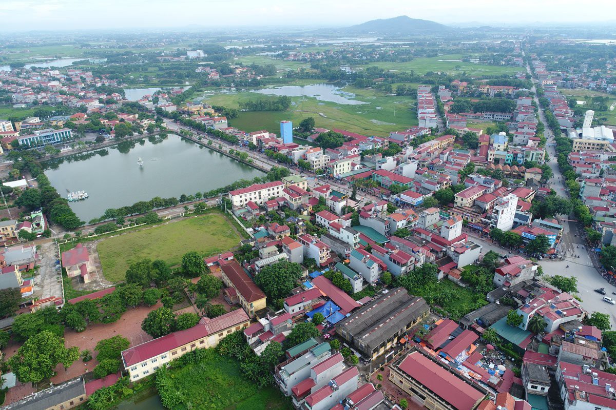 Một góc huyện Việt Yên, tỉnh Bắc Giang nhìn từ trên cao