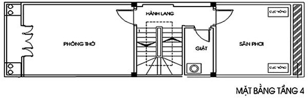 Mặt bằng tầng 4 nhà ống 4 tầng phong cách tân cổ điển