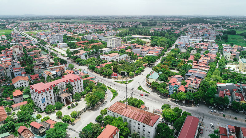 Hình ảnh một góc đô thị Sóc Sơn, Hà Nội nhìn từ trên cao