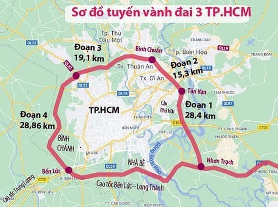 Đường Vành đai 3 TP.HCM được khởi công xây dựng vào 30/6/2023