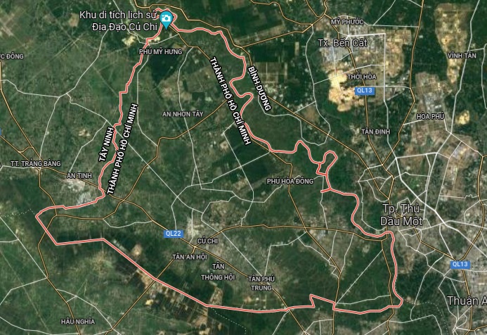 Huyện Củ Chi trên bản đồ vệ tinh