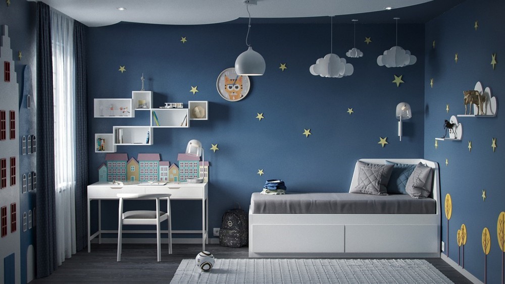 Phòng ngủ con trai với thiết kế góc học tập nhỏ bên cạnh giường là lựa chọn tối ưu dành cho không gian vừa và nhỏ.