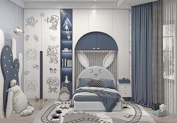 Phòng ngủ bé gái xinh yêu với giường tủ trang trí nghộ nghĩnh, kích thích tư duy con trẻ.