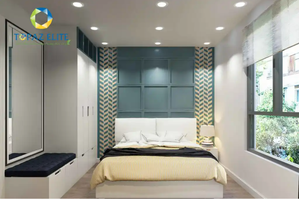 Phòng ngủ với thiết kế hiện đại tối giản mà ấn tượng.