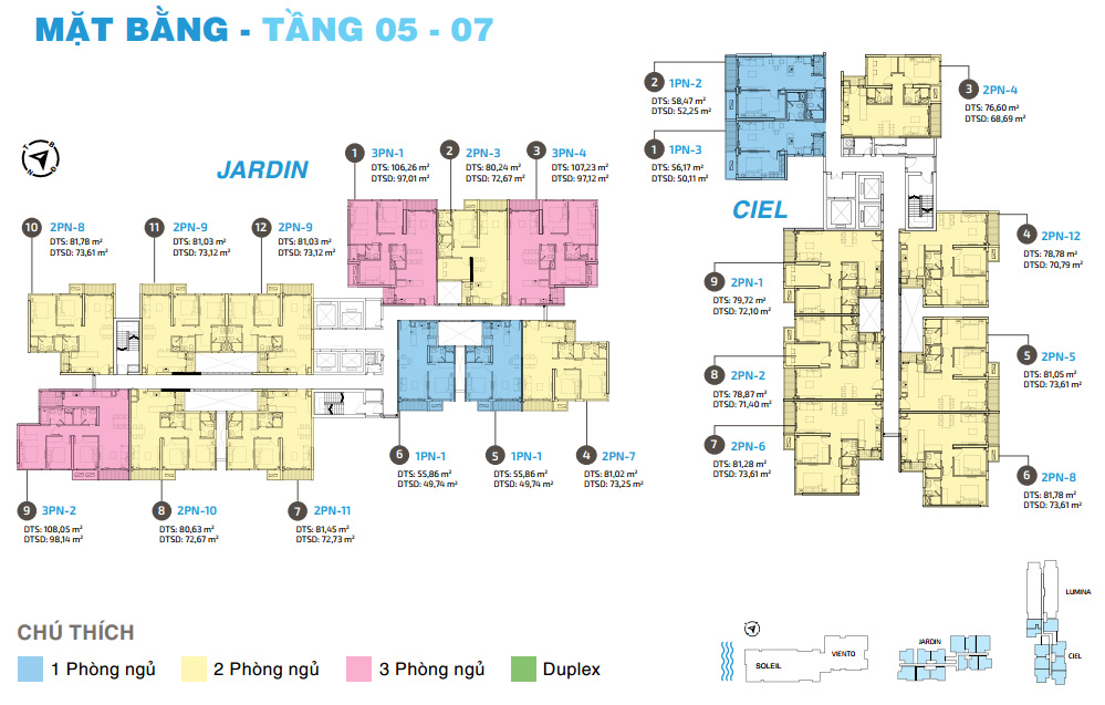 Mặt bằng One Verandah tầng 5 - 7