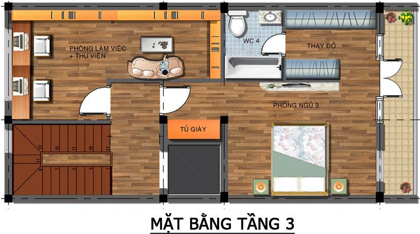 Mặt bằng công năng tầng 3