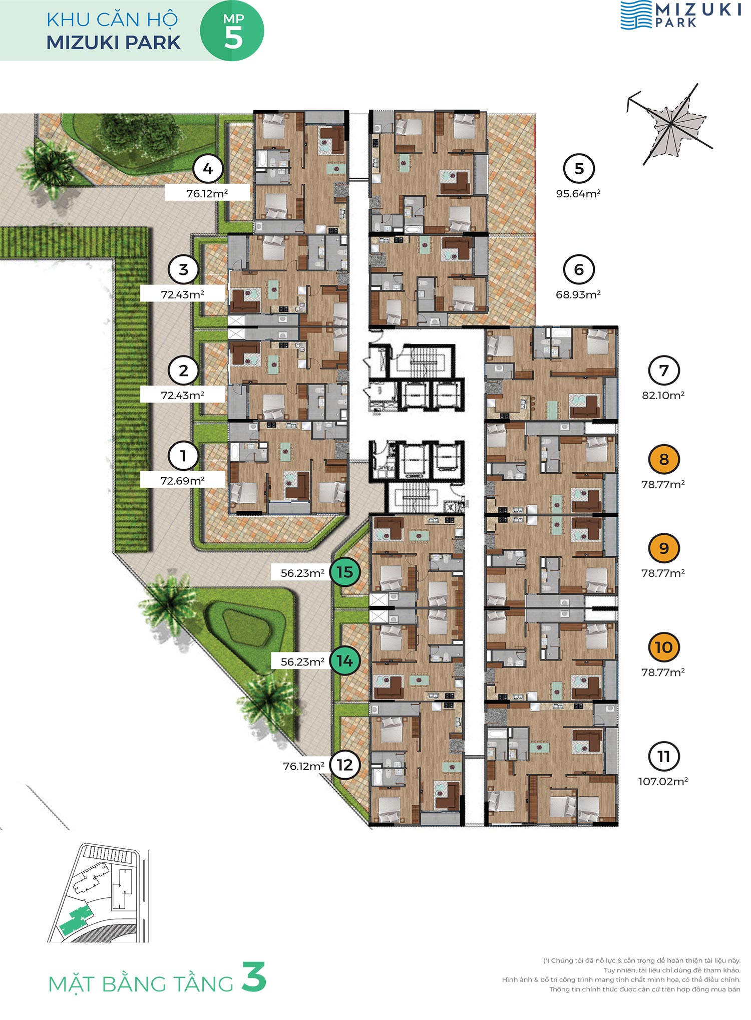 Mặt bằng Mizuki Park tòa MP5