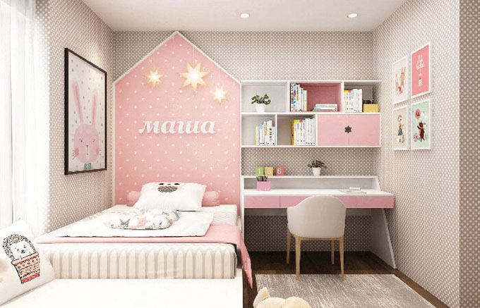 Không gian phòng ngủ con gái nhỏ - Nhà biệt thự hiện đại 2 tầng 110m2