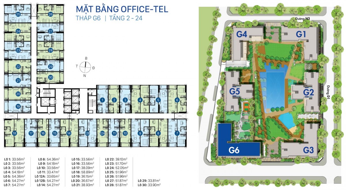 Mặt bằng tầng điển hình khu G6 dự án Sunrise Riverside Nhà Bè