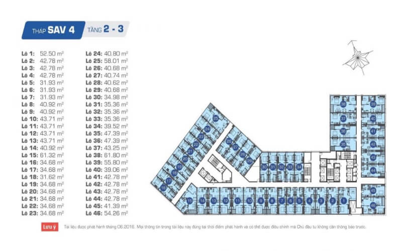 Mặt bằng Officetel tháp SAV4