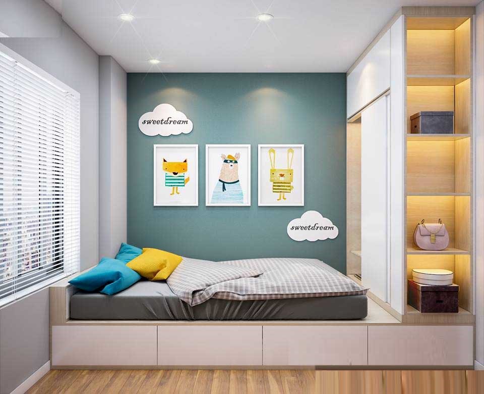 Phòng ngủ cho con thiết kế với nội thất thông minh, hiện đại.