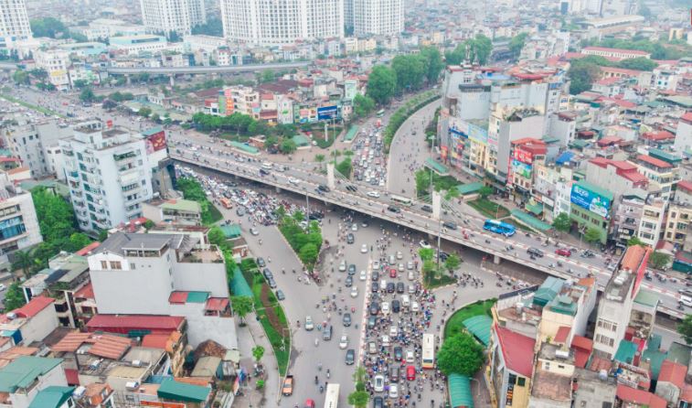 cầu ngã tư sở, quận Thanh Xuân nhìn từ trên cao