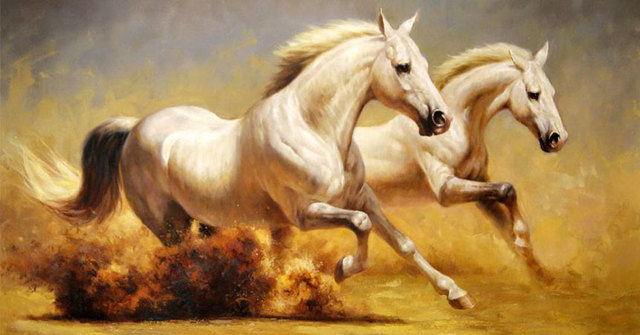 Hình ảnh 2 chú ngựa bạch phi nước đại minh họa cho tuổi Ngọ hợp hướng nào