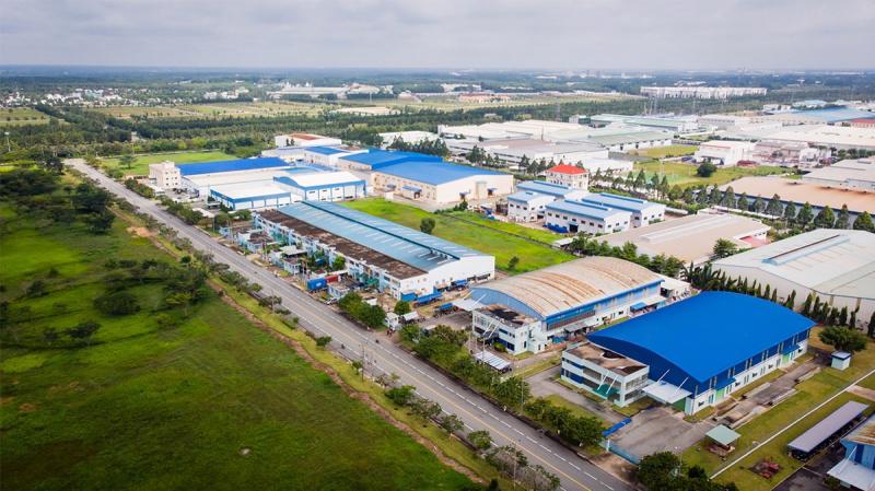 hình ảnh một khu công nghiệp ở Bắc Giang nhìn từ trên cao