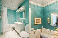 Phòng tắm mùa hè dịu mát với tông màu ngọc lam tinh tế