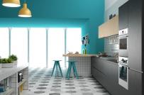 Phòng bếp đẹp lung linh với tông màu xanh dương