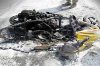 Thêm xe máy Yamaha đột ngột bốc cháy trên đường