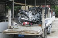 3 xe máy bốc cháy dữ dội trên xe chuyên dụng của CSGT
