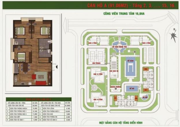 Bán chung cư Green House Việt Hưng căn hộ số 06, tầng 12, diện tích 91,06m2, 3 ngủ 2791112