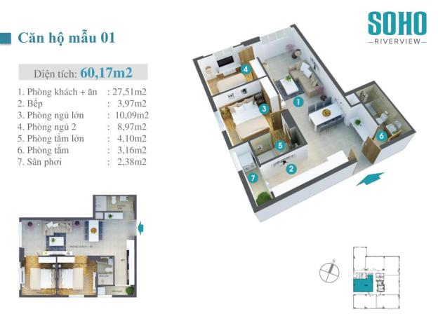 Căn hộ Soho Riverview ngay trung tâm Q.1 – Tặng gói cho thuê 120 triệu khi bàn giao nhà 2819507