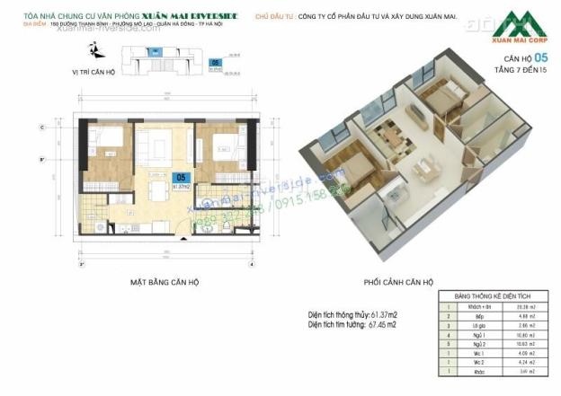 Cần bán căn hộ ở khu Làng Việt Kiều Châu Âu, Mỗ Lao, Hà Đông 67m2, giá 21tr/m2 1 tỷ 4: 0945 663 799 6750079