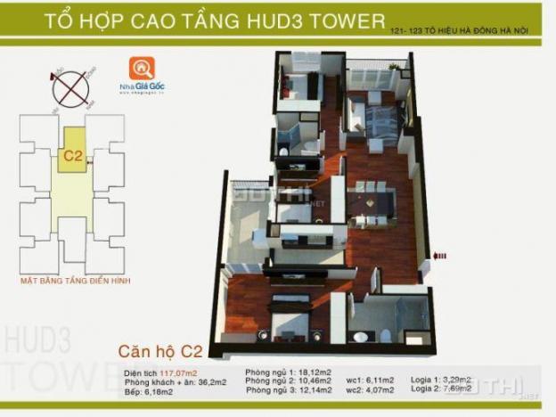 Bán gấp căn hộ chung cư HUD3 Tower 121 - 123 Tô Hiệu, Hà Đông 120m2. Tell: 0942 645 234 6909508