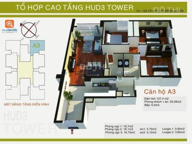 Bán gấp căn hộ chung cư HUD3 Tower 121 - 123 Tô Hiệu, Hà Đông 120m2. Tell: 0942 645 234 6909508