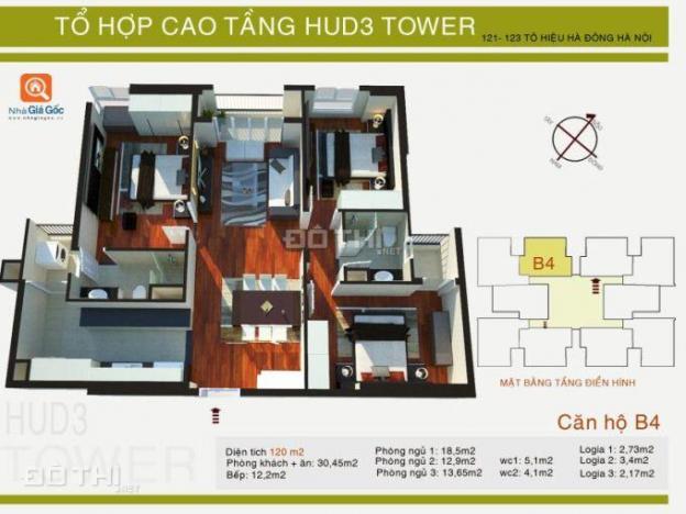 Bán gấp căn hộ chung cư HUD3 Tower 121 - 123 Tô Hiệu, Hà Đông, DT 117m2 6909542