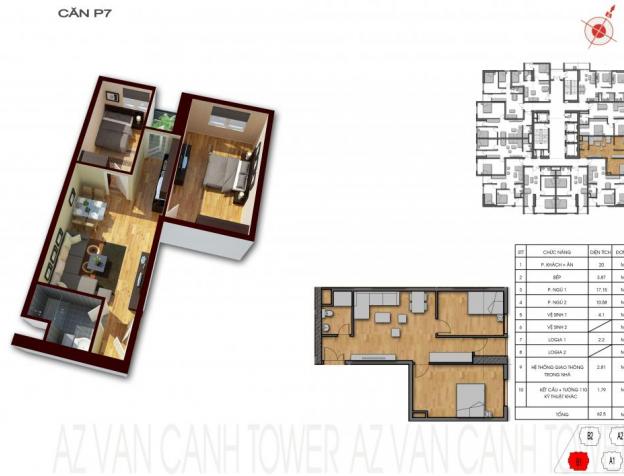 Bán gấp căn 2 phòng ngủ, 62.5m2 ở chung cư CT Number One Vân Canh, giá 900tr 7279106