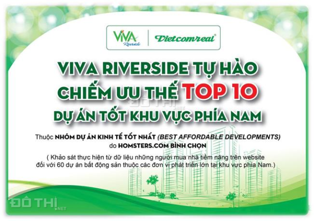 Chủ đầu tư Vietcomreal bán căn hộ Viva Riverside 3 mặt tiền Q6, tặng 3 năm phí QL, VAT 9%, CK 8% 7080295