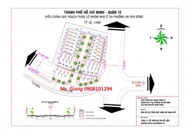 Bán đất dự án đường Vườn Lài, P. An Phú Đôn, Quận 12, giá 26,5 tr/m2. Lh 0908101294 7155795