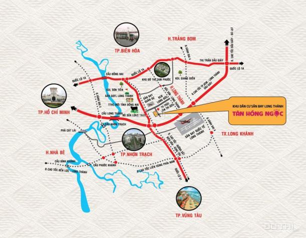 Dự án khu dân cư sân bay Long Thành - Tân Hồng Ngọc - DT từ 100-1000m2. Giá 2,6 tr/m2 (đã có VAT) 7342564