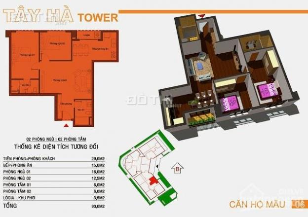 Chính chủ bán căn hộ Tây Hà, 90m2, giá: 29tr/m2 (đầy đủ đồ), LH: 0986.133.533 7356437