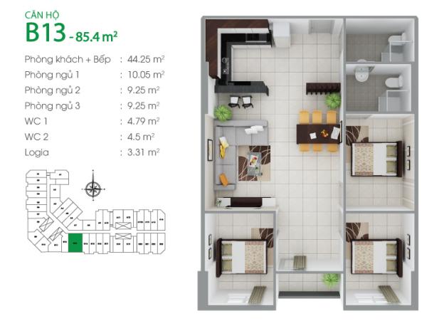Bán căn hộ chung cư tại dự án căn hộ 8X Đầm Sen, Tân Phú, Hồ Chí Minh diện tích 64m2 giá 1 tỷ 7373430