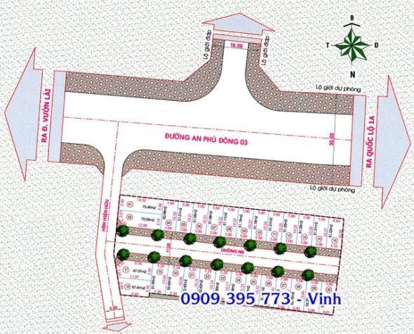 30 lô đất An Phú Đông 03, giá 16tr/m2, kế bên khu BT An Phú Đông, Q12, đường nhựa 11m, điện âm 7388418