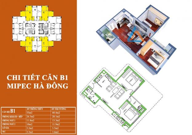 Chung cư Mipec Hà Đông chỉ từ 14.3tr/m2, full nội thất 7426008