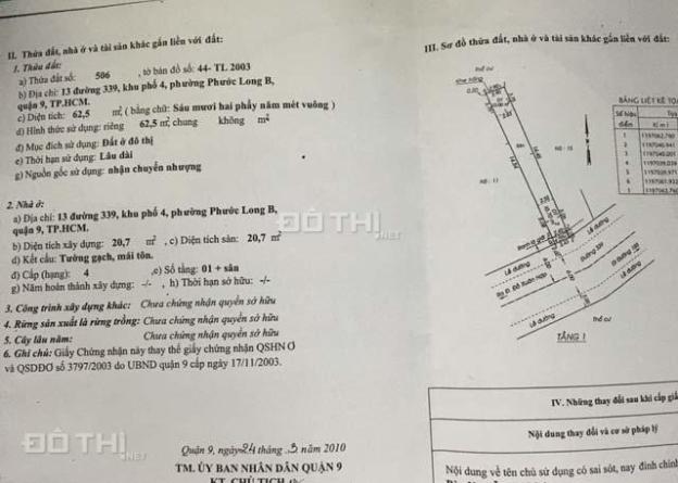 Bán MT đường 339, Phước Long B, 3,2 tỷ/63m2 (chính chủ) 7391555