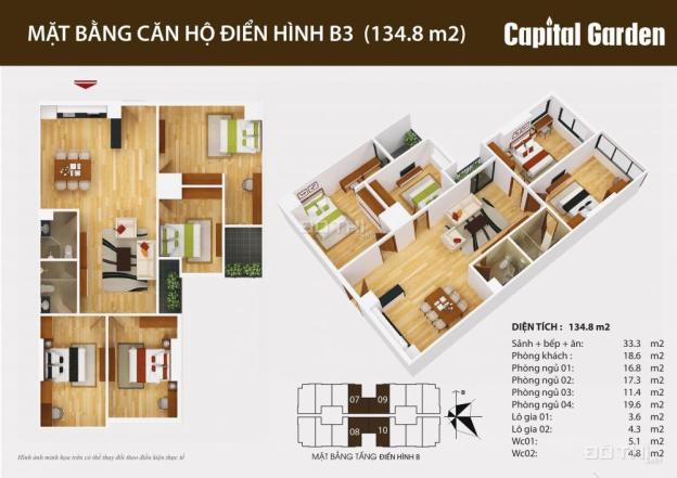 Chủ đầu tư bán căn hộ 134,8m2 4 phòng ngủ dự án Capital Garden 102 Trường Chinh 7397670