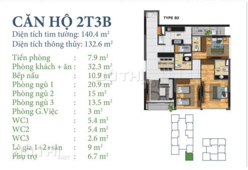 Bán căn hộ 3 mặt thoáng view Starlake, 3 phòng ngủ, nội thất cao cấp, dt 132m2 giá 30 tr/m2 7426524