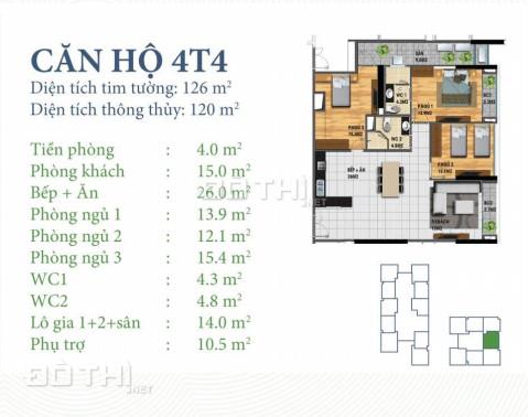 Bán căn hộ chung cư tại Q.Bắc Từ Liêm, Hà Nội, diện tích 120m2, 3PN, giá 27 triệu/m² 7426526