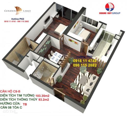 Bán căn làm 3 PN, 103.35m2 chung cư Golden Land tầng trung nhận nhà ở ngay. Liên hệ: 0918114743 7488121