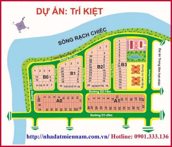Bán lô đất dự án Trí Kiệt, mặt tiền đường 25m. Giá 22.5 triệu/m2 7610011