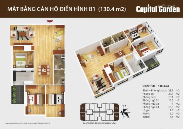 Tôi muốn bán căn góc 130 m2 tầng 16 CC Capital Garden 102 Trường Chinh 7552160